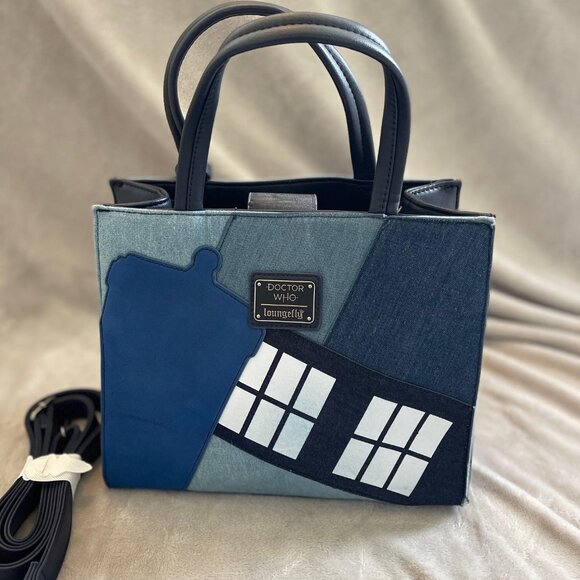 RARE Loungefly x Doctor Who TARDIS Denim Tote Bag - Picture 2 of 9